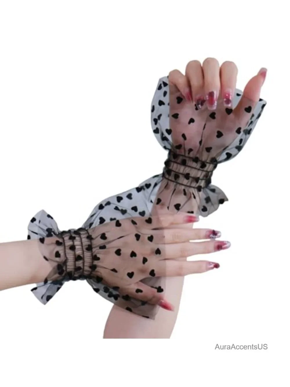 Heart Mesh Hand Sleeves Elastic Cuffs Wedding Bride Party Accessories